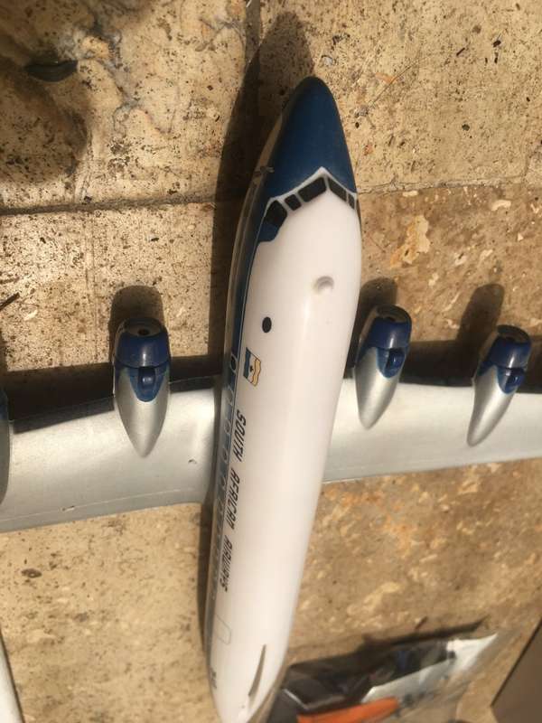 SAA museum Douglas DC -4 Skymaster ZS - AUB "Outeniqua" pvc model plane, airplane with stand