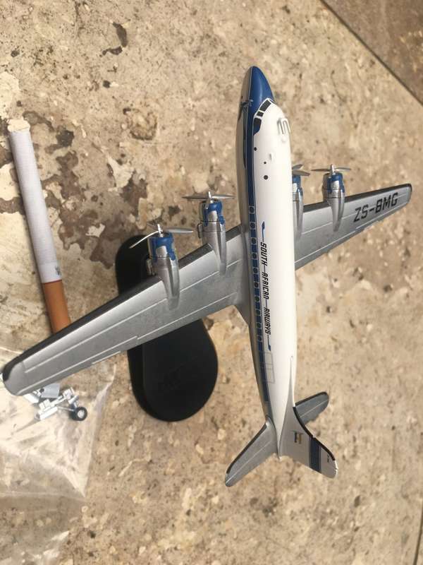 SAA , South African Airways metal die cast  model ZS -BMG on stand