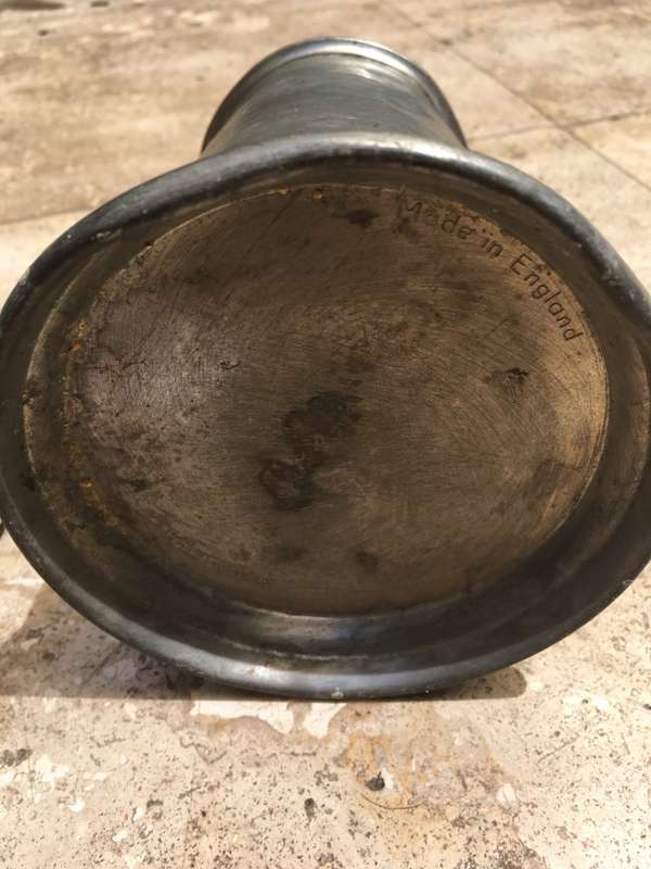 vintage tankard glass bottom with another both english pewter