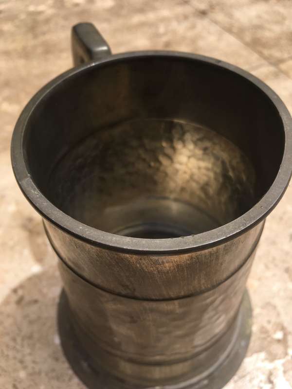 vintage tankard glass bottom with another both english pewter