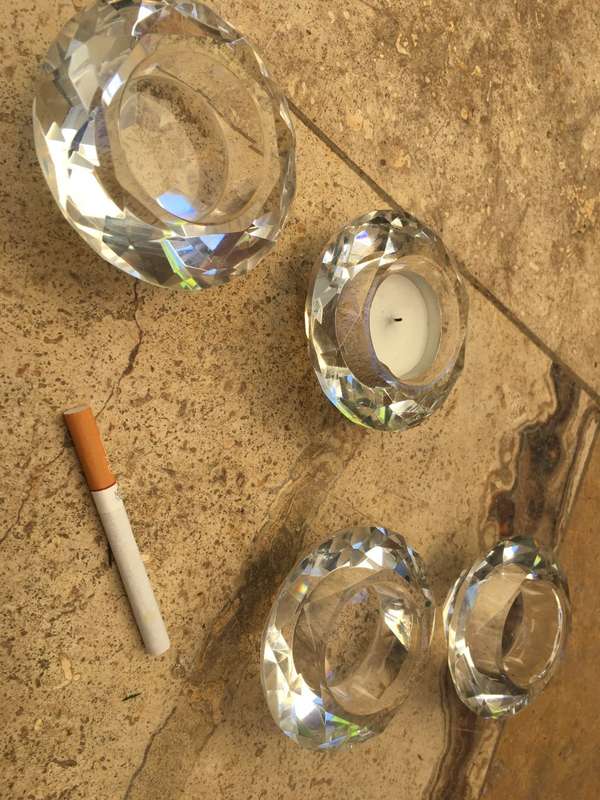 crystal tea light tea light candle holders lot of 4