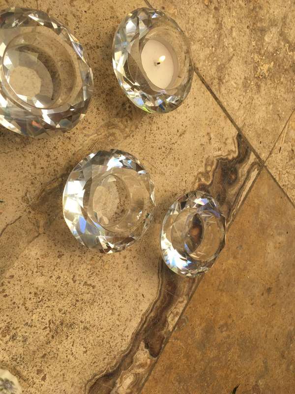 crystal tea light tea light candle holders lot of 4