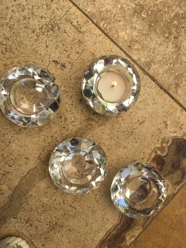 crystal tea light tea light candle holders lot of 4