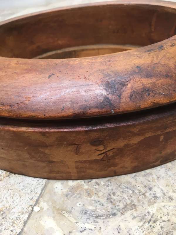 vintage hat block form mold wood 7 3/4