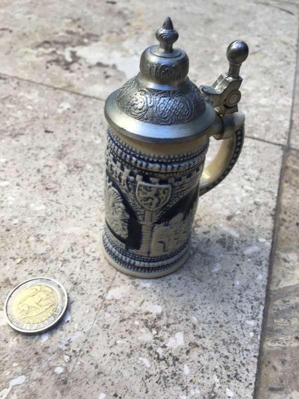 miniature german beer stein with lid