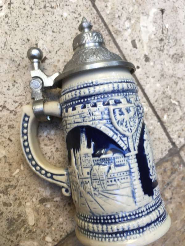 miniature german beer stein with lid