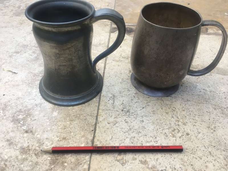 vintage tankard mug pair ( pewter and epns)