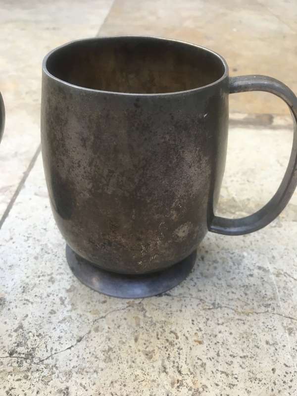 vintage tankard mug pair ( pewter and epns)
