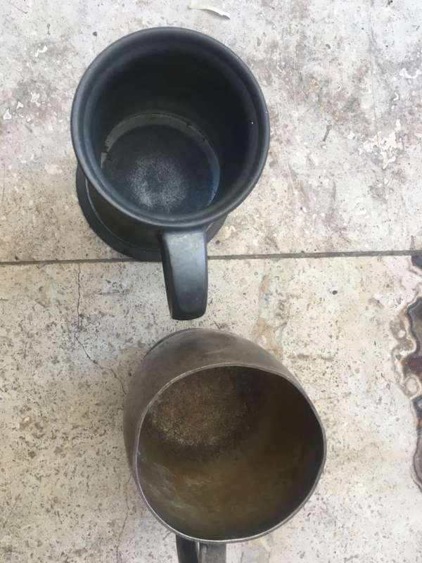 vintage tankard mug pair ( pewter and epns)