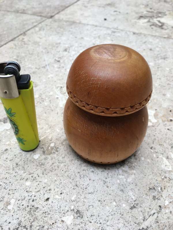 vintage primitive antique country kitchen wooden nutmeg grinder drone