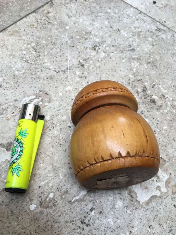 vintage primitive antique country kitchen wooden nutmeg grinder drone
