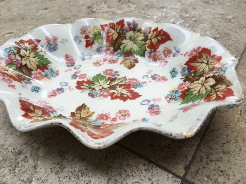 James Kent Floral plate Bowl Wavey Vintage Bowl , trinket dish