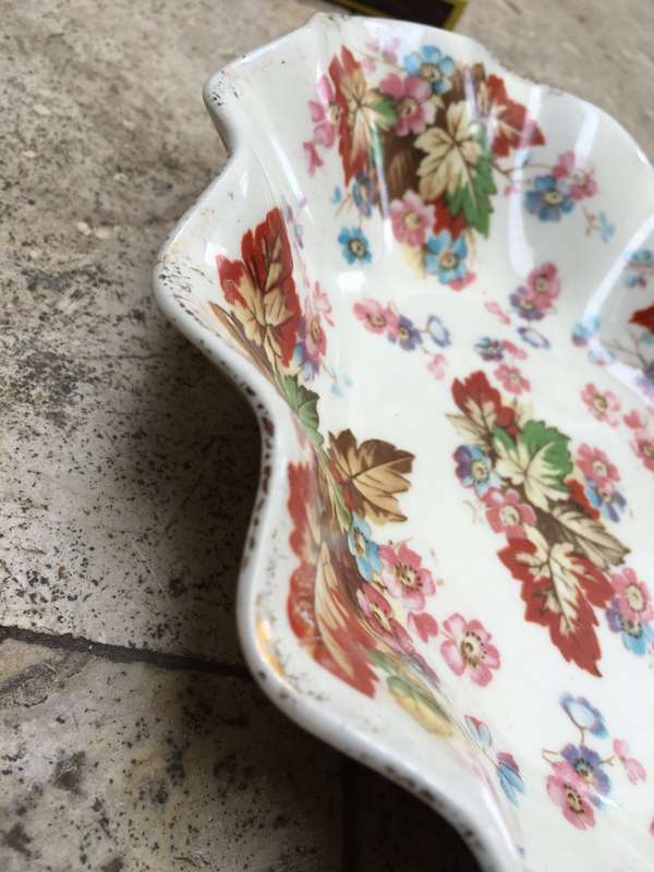 James Kent Floral plate Bowl Wavey Vintage Bowl , trinket dish