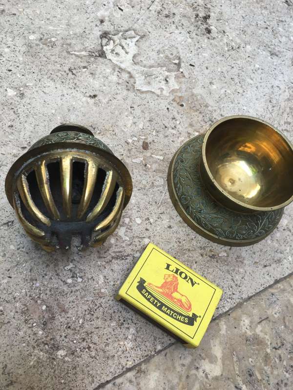 vintage brass elephant claw bell with stand , medium size base 9 cm
