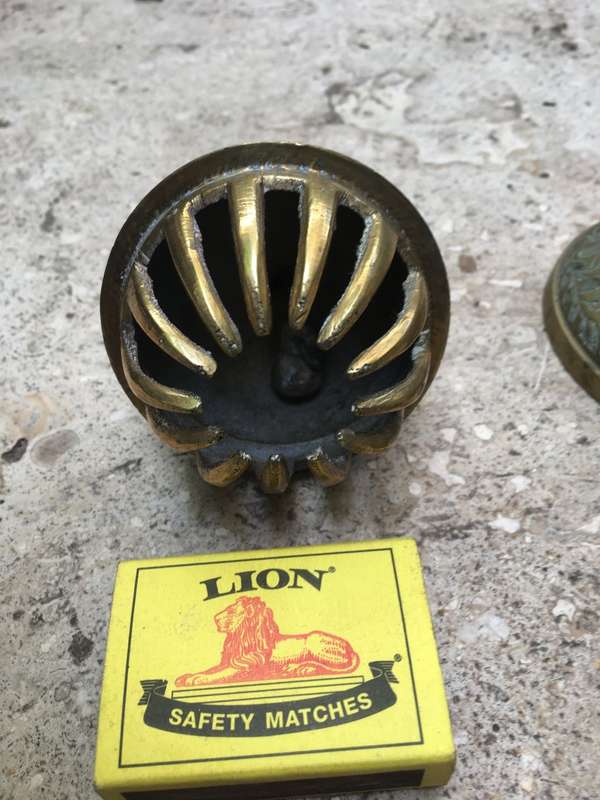 vintage brass elephant claw bell with stand , medium size base 9 cm