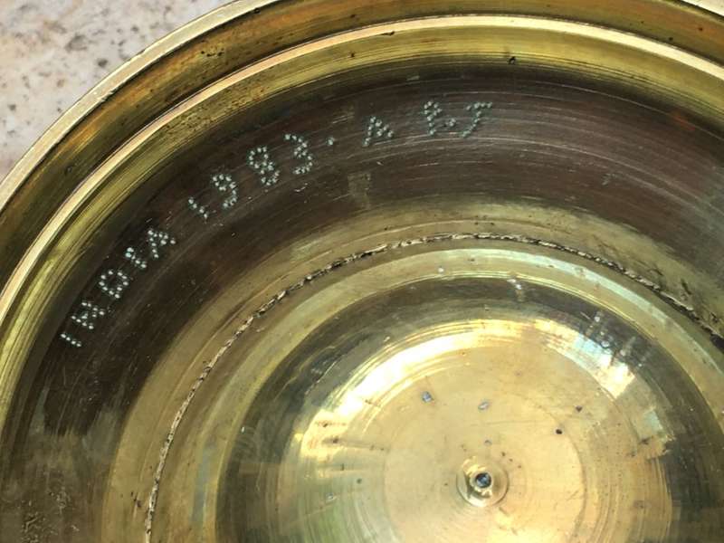 vintage brass elephant claw bell with stand , medium size base 9 cm