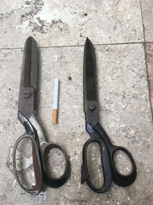 vintage pair of textile scissors no 10 and 12