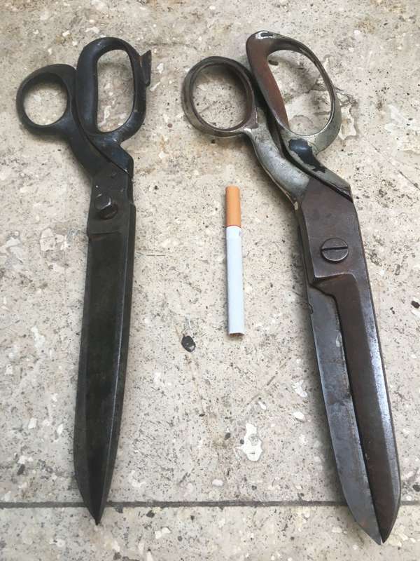vintage pair of textile scissors no 10 and 12