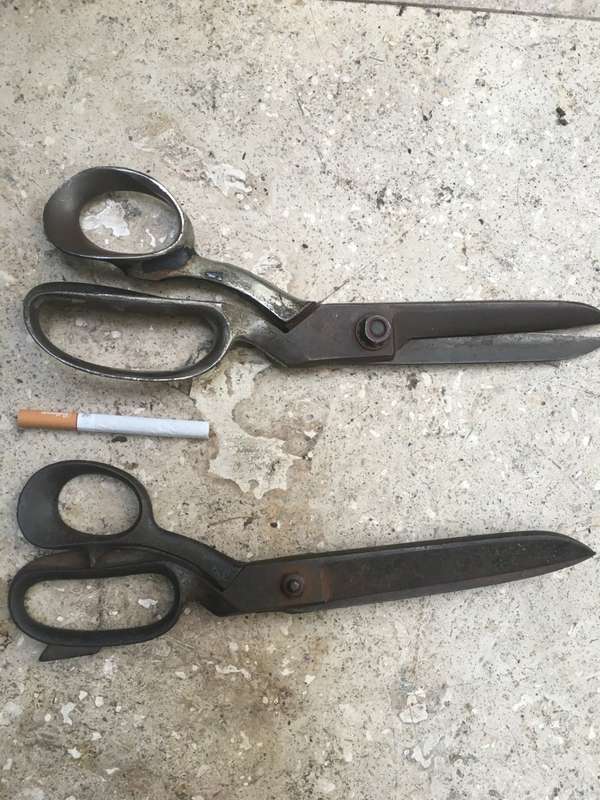 vintage pair of textile scissors no 10 and 12
