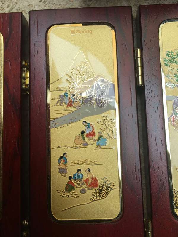 small folding screen Korea four seasons of prosperity , in box