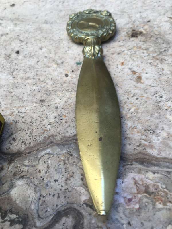 vintage Leopard Shirtings brass letter opener