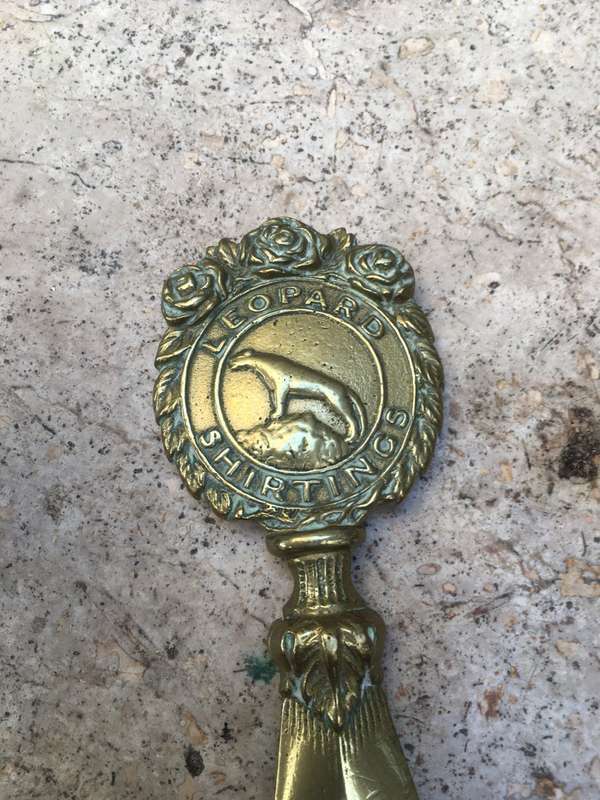 vintage Leopard Shirtings brass letter opener