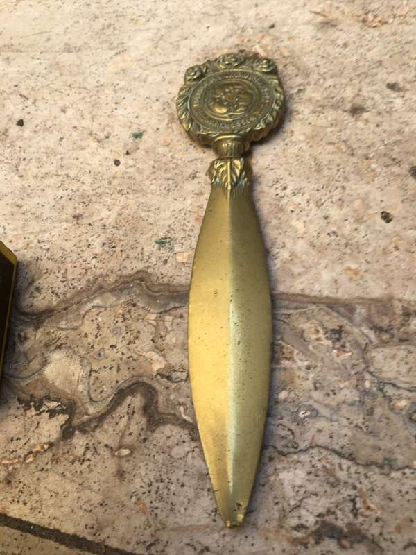 vintage Leopard Shirtings brass letter opener