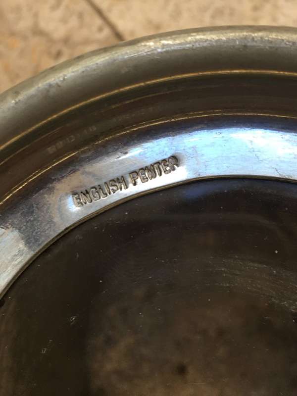 vintage hammered pewter tankard lot of 4 with  Golf tankard glass bottom