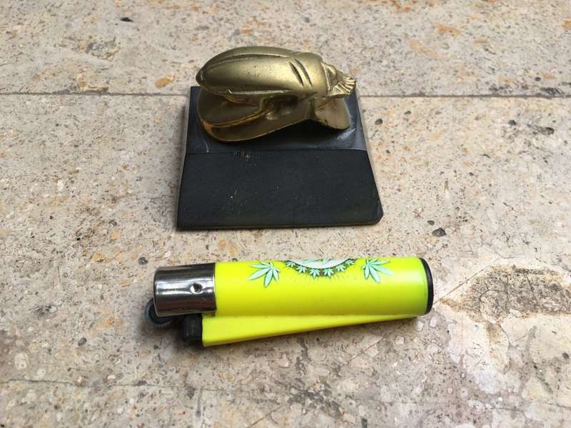 vintage brass scarab on base
