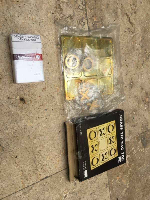 vintage brass tic tac toe set , made in Taiwan