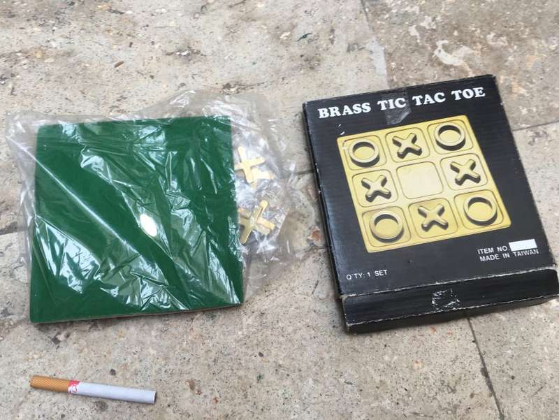 vintage brass tic tac toe set , made in Taiwan
