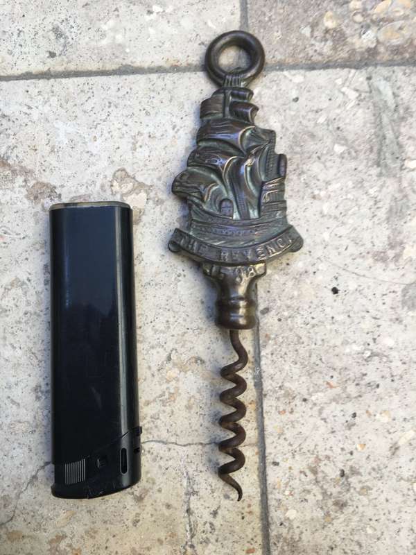 vintage brass nautical the Revenge 1588 corkscrew , bottle opener and nut cracker with cradle