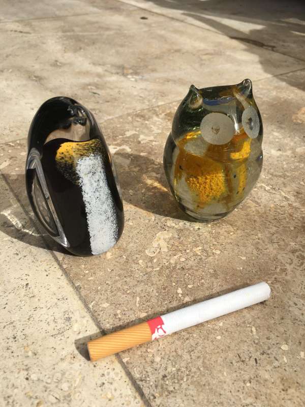 vintage murano penquin and owl pair