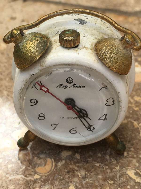 vintage mary maison watch miniature clock , digitime quartz mini  clock pair