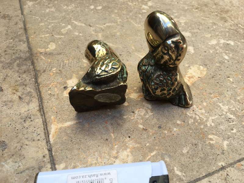 vintage brass Toucan bird figure pair