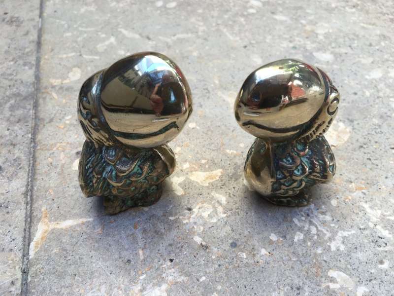 vintage brass Toucan bird figure pair