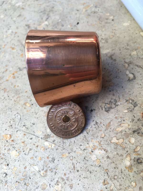 vintage copper shot cup half penny Rhodesia 1964