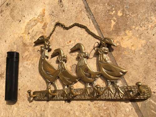 brass duck goose key holder wall mount