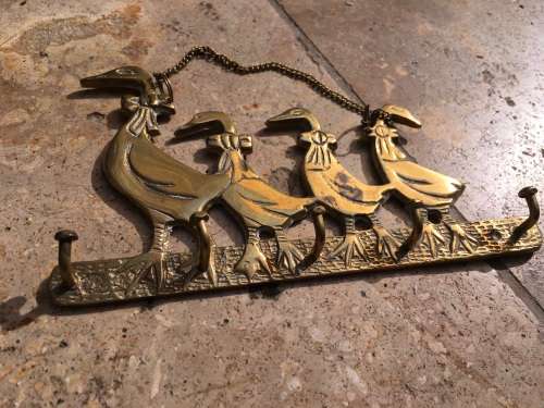 brass duck goose key holder wall mount