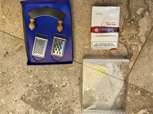 vintage Doll house Bodo Hennig sieve and graters in original packaging