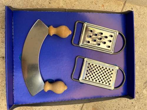 vintage Doll house Bodo Hennig sieve and graters in original packaging
