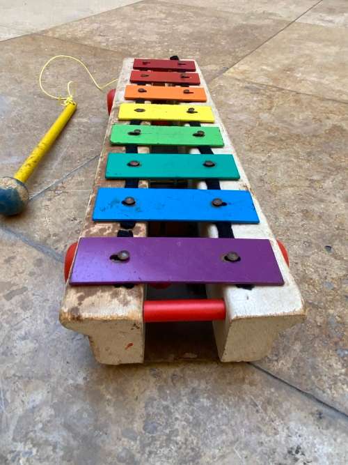 vintage fisher price pull a tune no 870 Xylophone , made in the USA