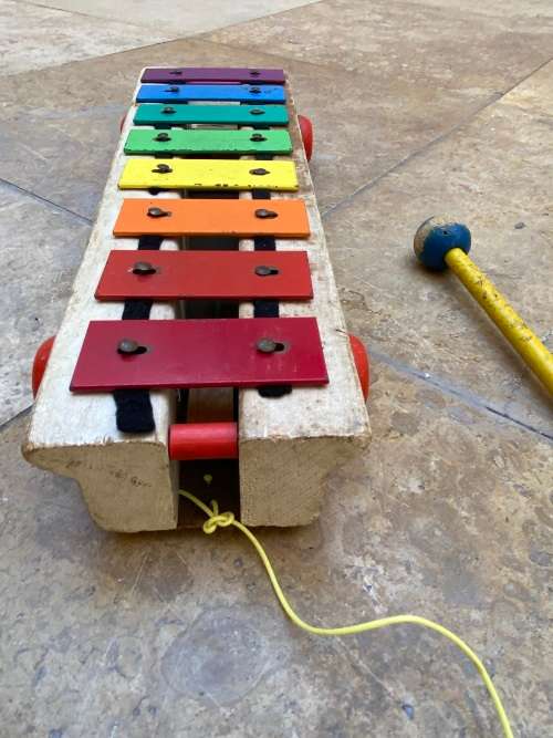 vintage fisher price pull a tune no 870 Xylophone , made in the USA