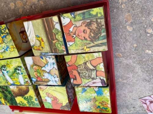 Vintage Herrmann Eichhorn West Germany With Lithos 6 Sided Block Puzzle Case