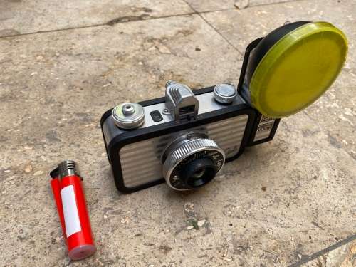 vintage retro la sardina splendour lomo camera with flash and yellow cover