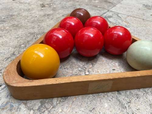 vintage billiard pool triangle with balls 5cm