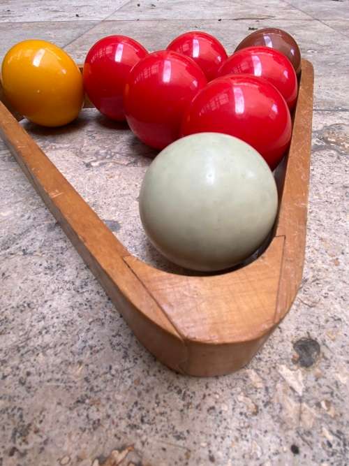 vintage billiard pool triangle with balls 5cm