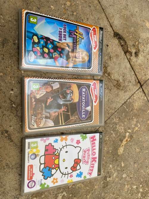 PSP game bundle of 3 , ratatouille , hanna montana , hello kitty