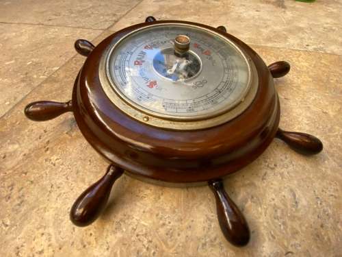 vintage sundo barometer ships wheel nautical , made in Germany