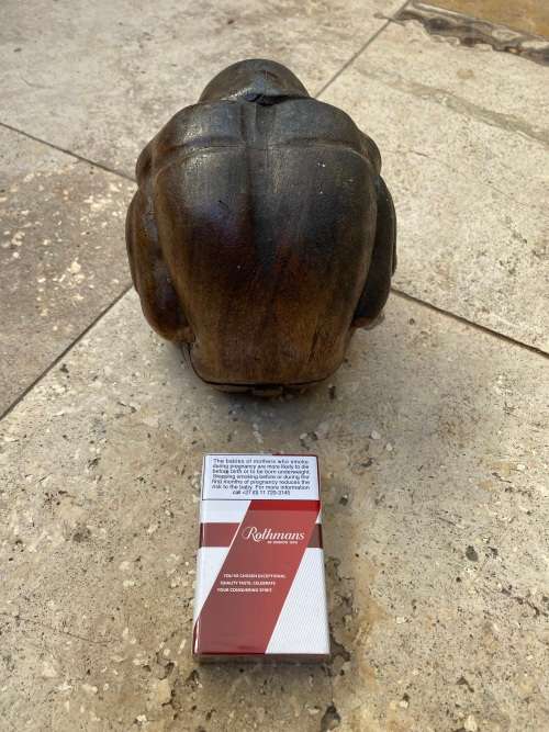 vintage weeping crying buddha wood figurine sculpture